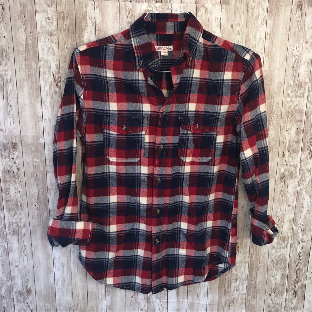 Merona Women’s Small Red / White / Blue Flannel